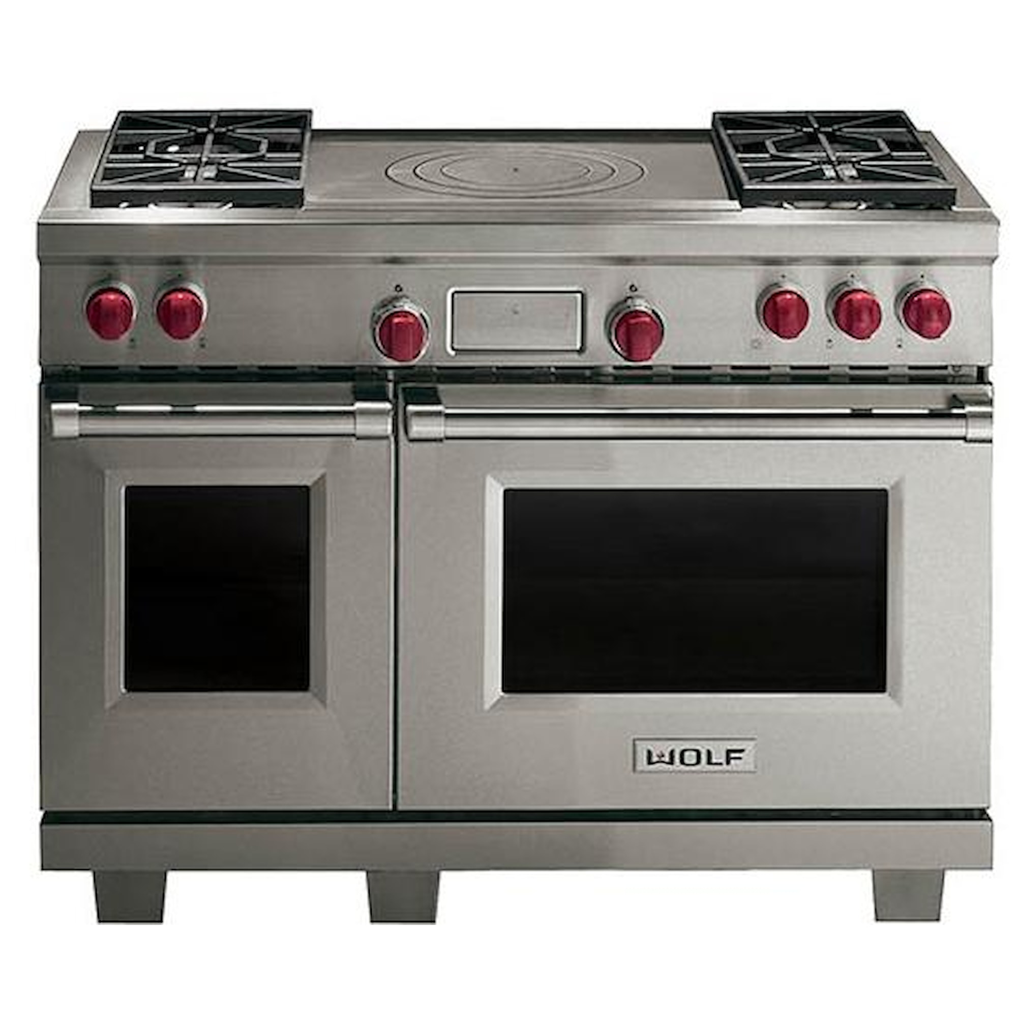 Wolf DF484F 48" Dual Fuel Range with Double Oven, 4 Burners, and French Top Furniture and